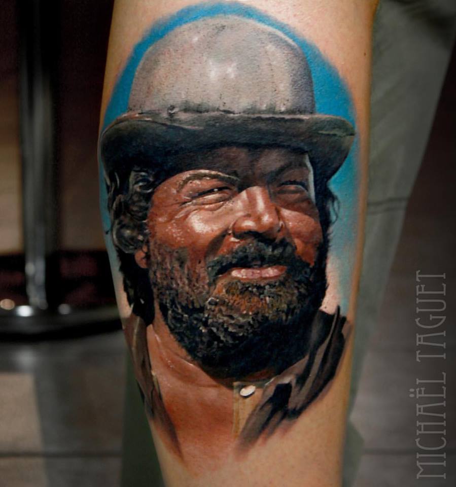 Realistic Bud Spencer portrait tattoo3