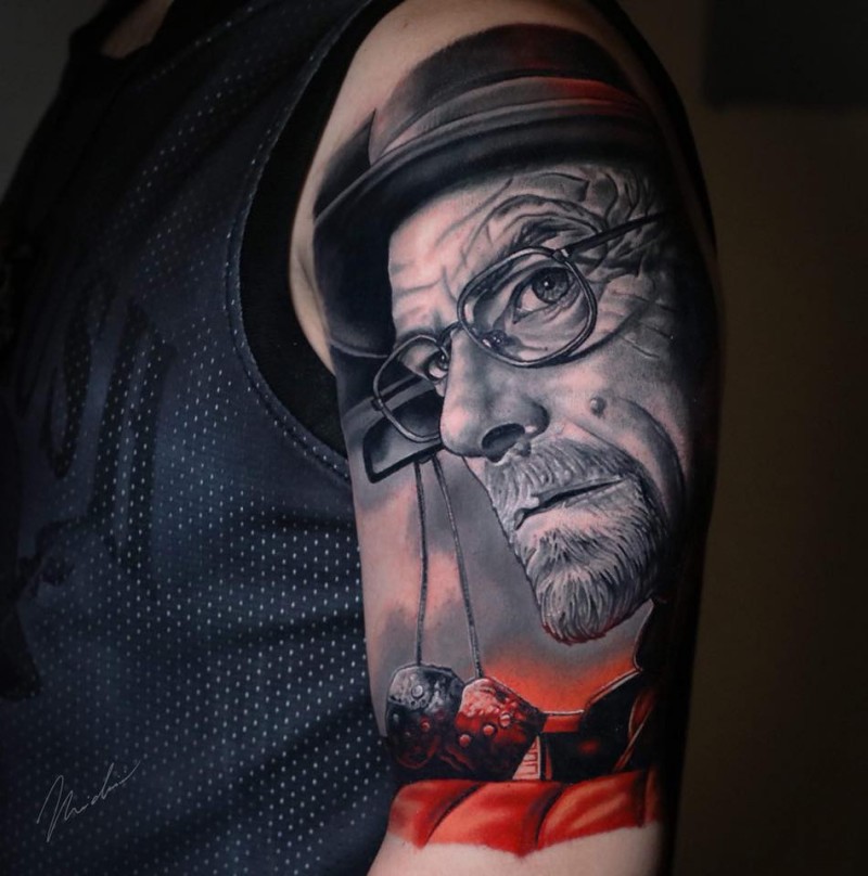 Realistic Heisenberg from Breaking Bad tattoo