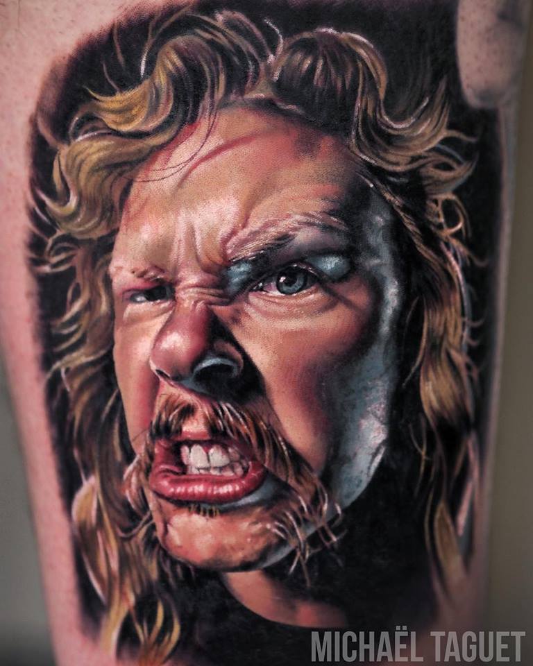 Realistic James Hetfield from Metallica tattoo3