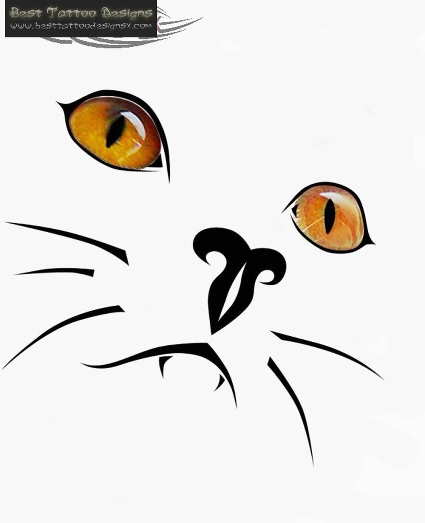 Realistic golden-eyed cat muzzle tattoo design