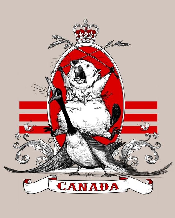 Red-and-grey detailed rodent and bird with banner tattoo design