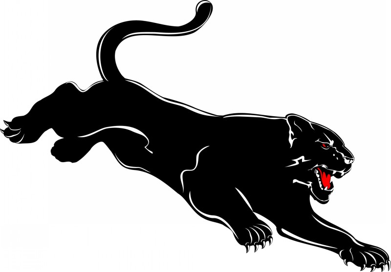 Red-eyed attacking panther tattoo design