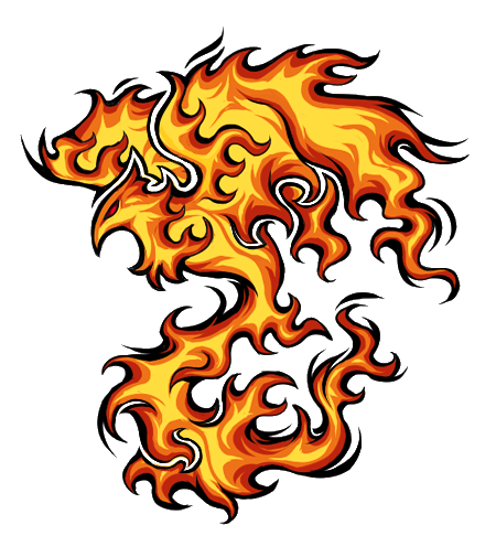 Red-eyed fire phoenix bird tattoo design
