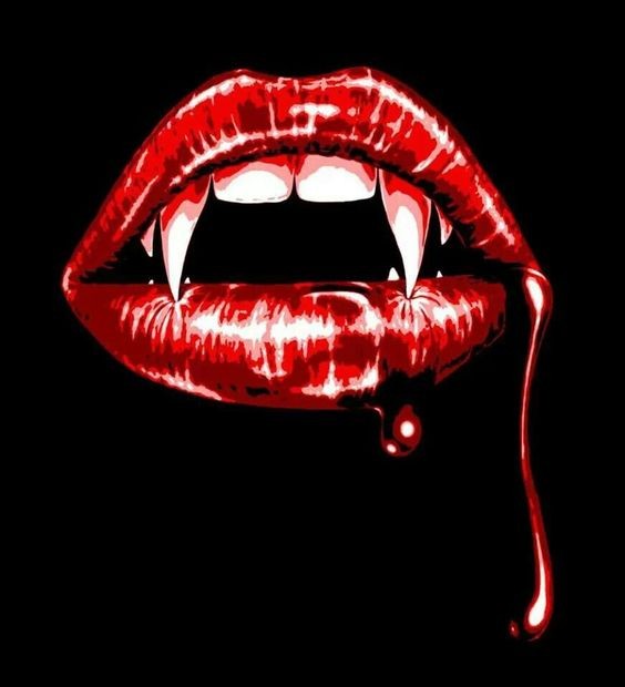 Design de tatuagem de boca de vampiro sangrenta feminino vermelho