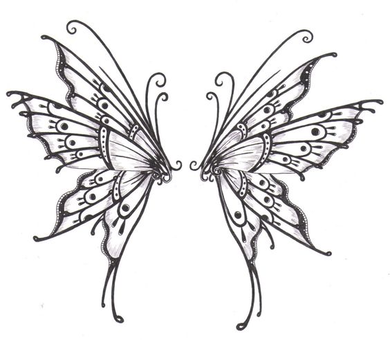 Reflected pale blue butterfly wings tattoo design