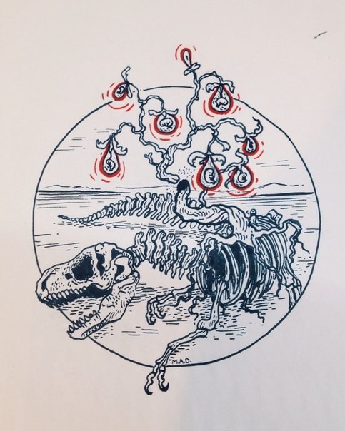 Reptile skeleton and baby-born tree tattoo design