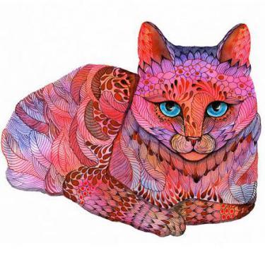 Resting colorful cat with pattern tattoo design
