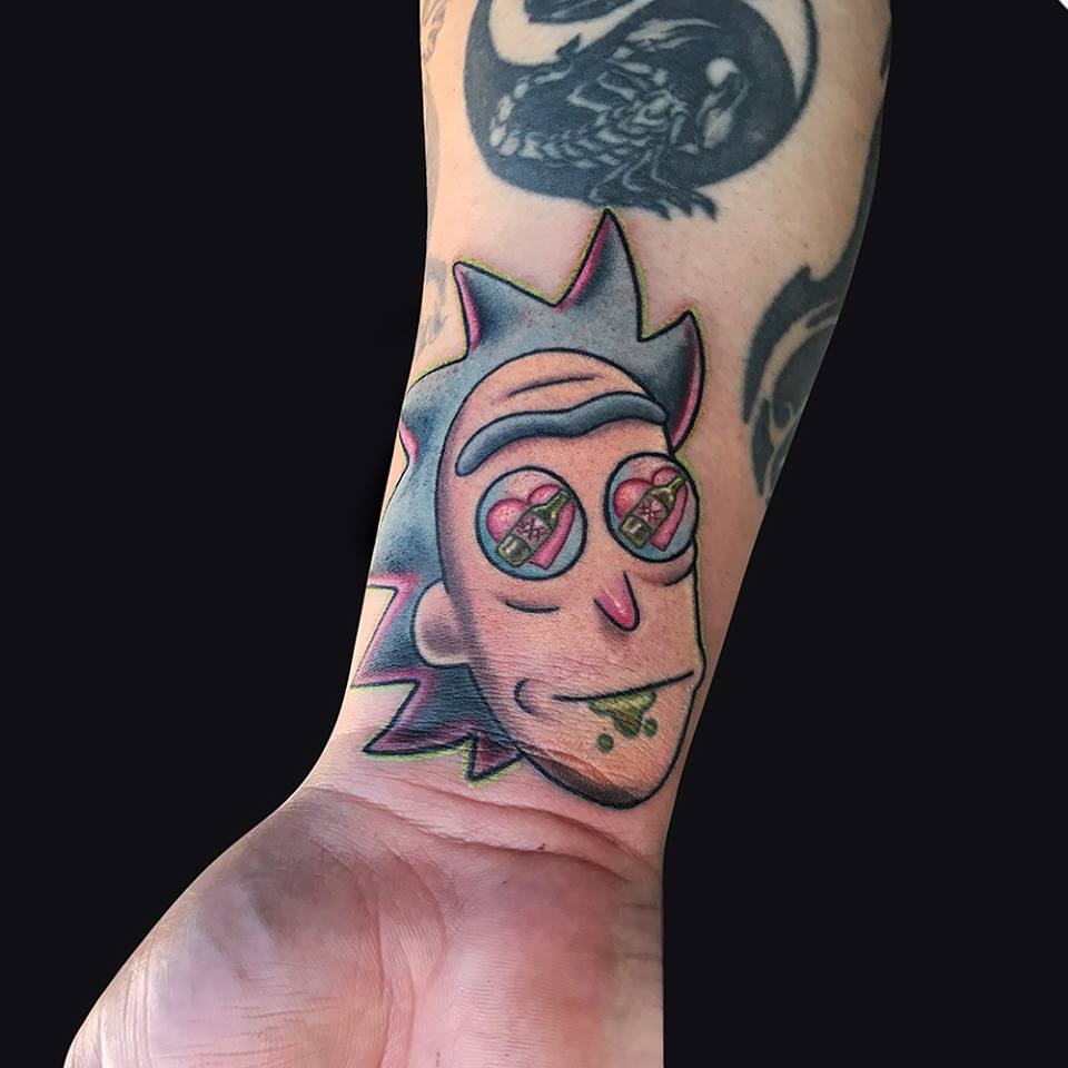 Rick and Morty cartoon tattoo