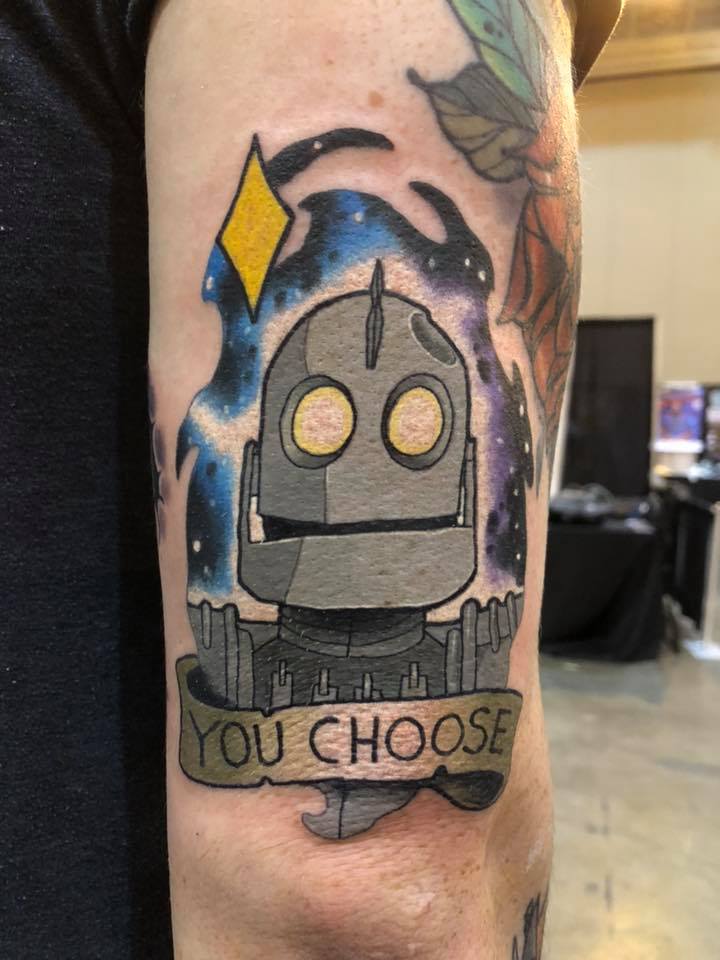 Robot tattoo on arm