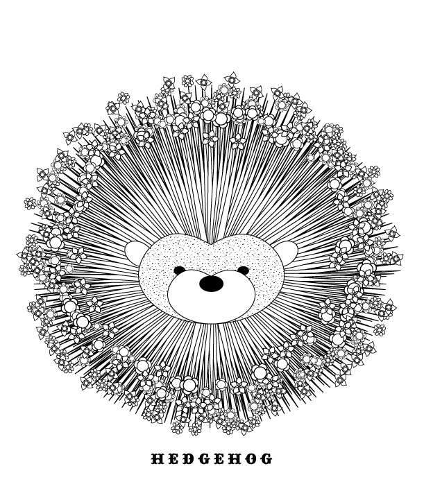 Round hedgehog with floral-ended spines tattoo design