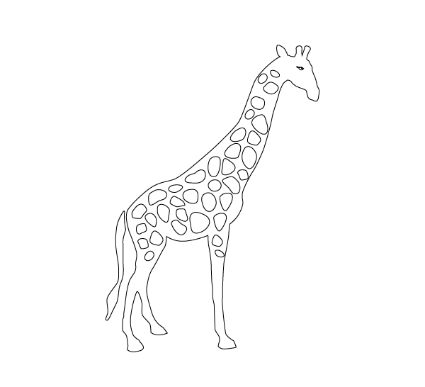 Sad outline giraffe in full size tattoo design