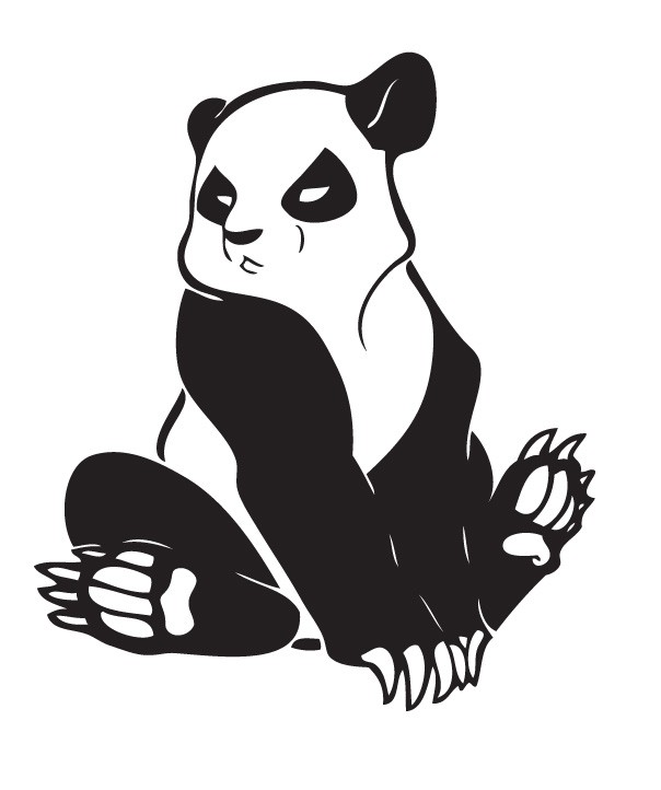 Scary animated panda with sharp clutchers tattoo design by Aenimus