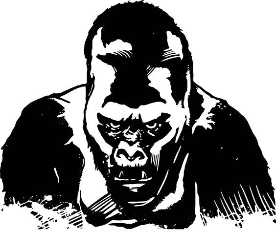 Scary black-ink gorilla tattoo design
