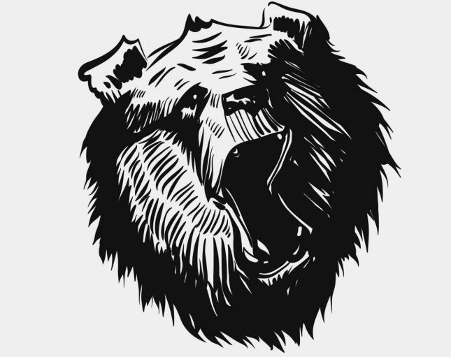 Scary black roaring bear head tattoo design