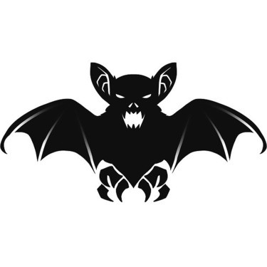 Scary full-black bat tattoo design