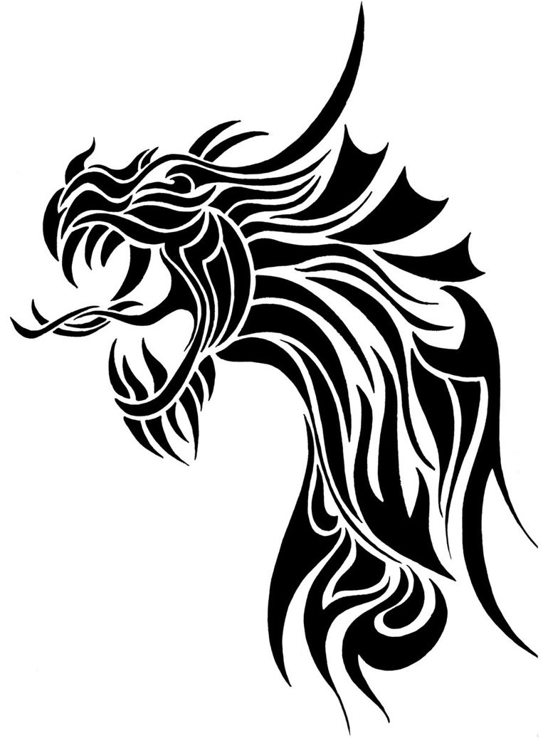 Gritando estilo tribal dragão retrato tatuagem design