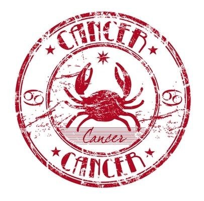 Scrubbed red-ink crab logo in quoted circle tattoo design