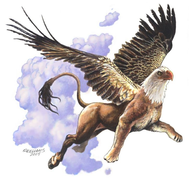 Griffin colorido grave voando no design de tatuagem de céu roxo