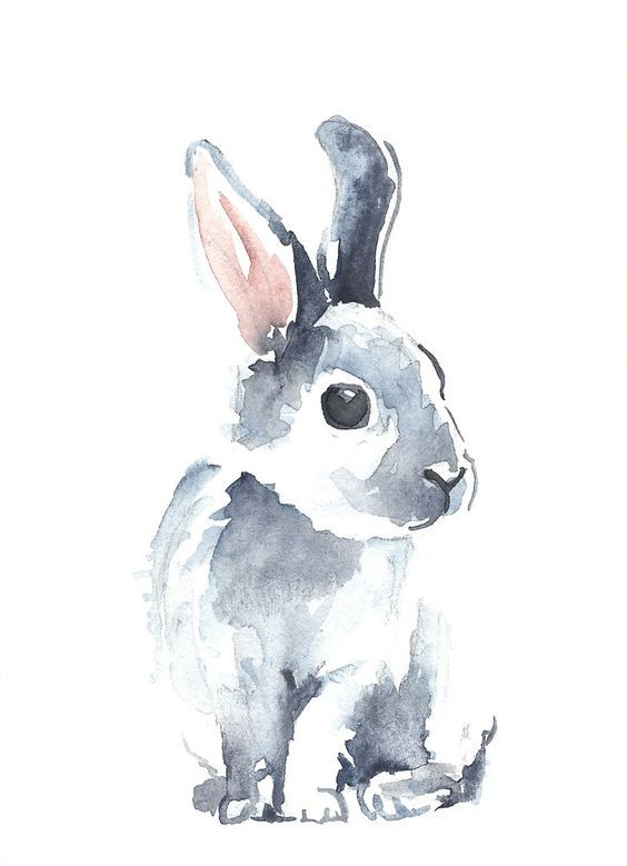 Shy grey watercolor rabbit tattoo design