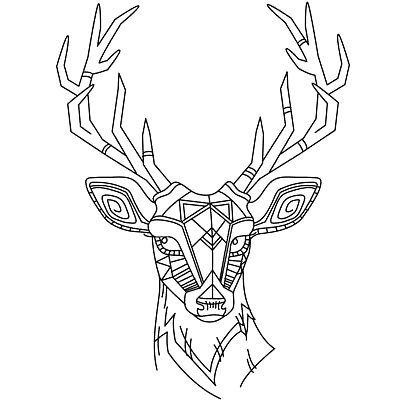 Shy uncolored deer animal tattoo design