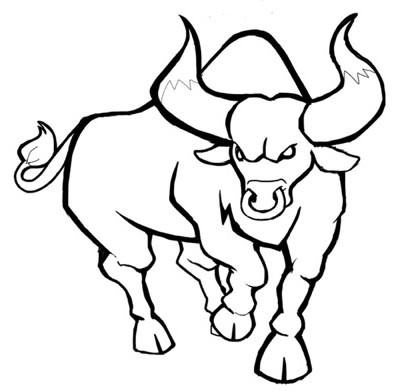 Simple-line cartoon bull tattoo design