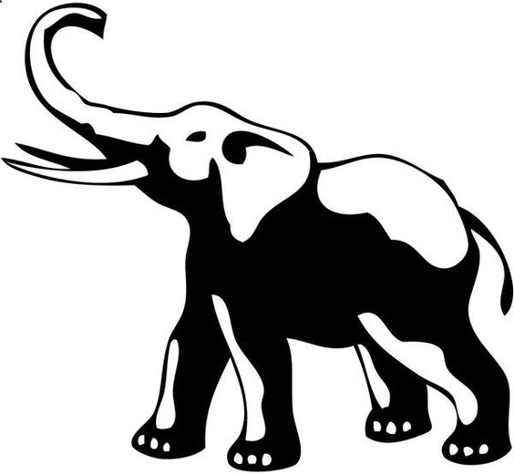 Simple black-and-white elephant tattoo design