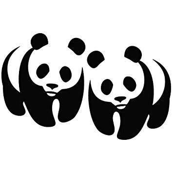 Simple black-and-white panda couple tattoo design
