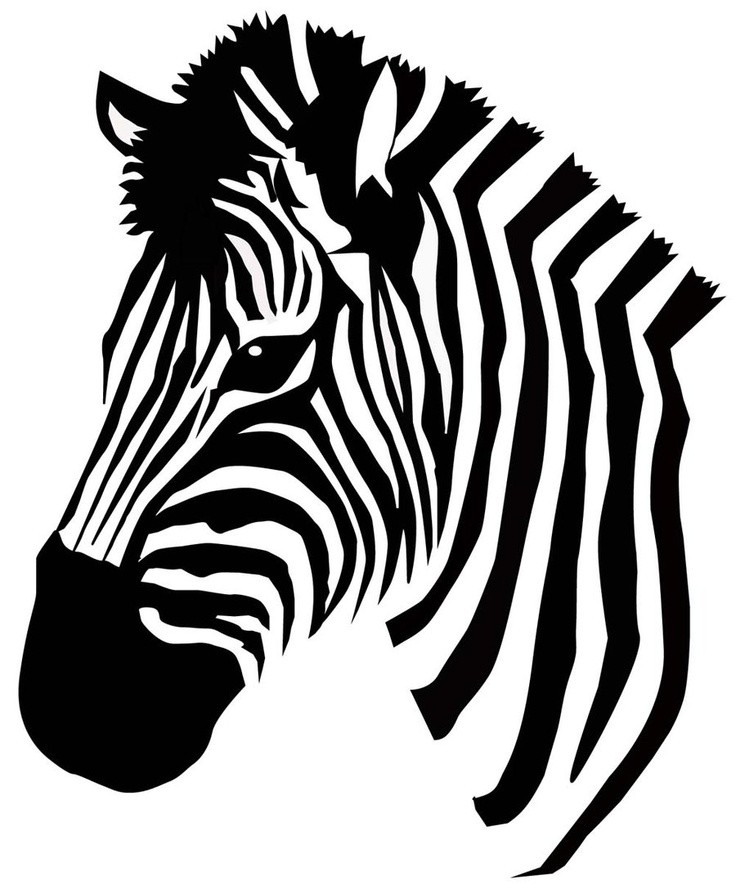 Simple black-and-white zebra head tattoo design