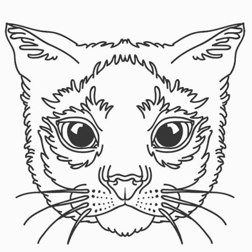 Simple black-contour cat muzzle tattoo design
