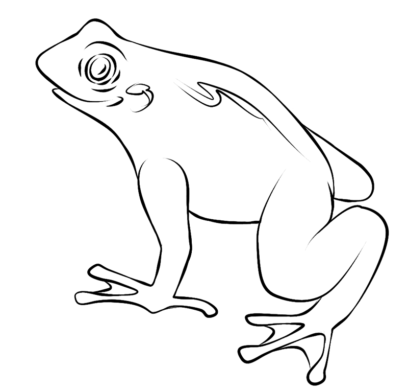 Simple black-contour frog tattoo design