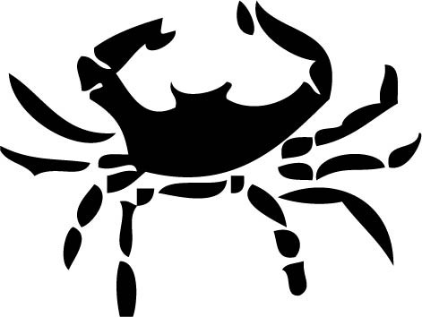 Simple black-ink crawling crab tattoo design