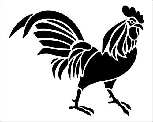 Simple black-ink walking rooster tattoo design