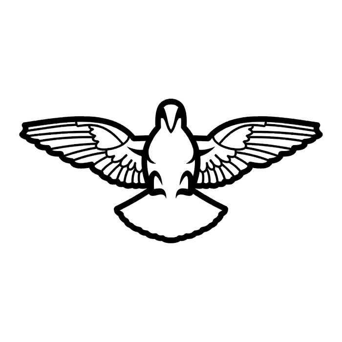 Simple black-line bird emblem tattoo design
