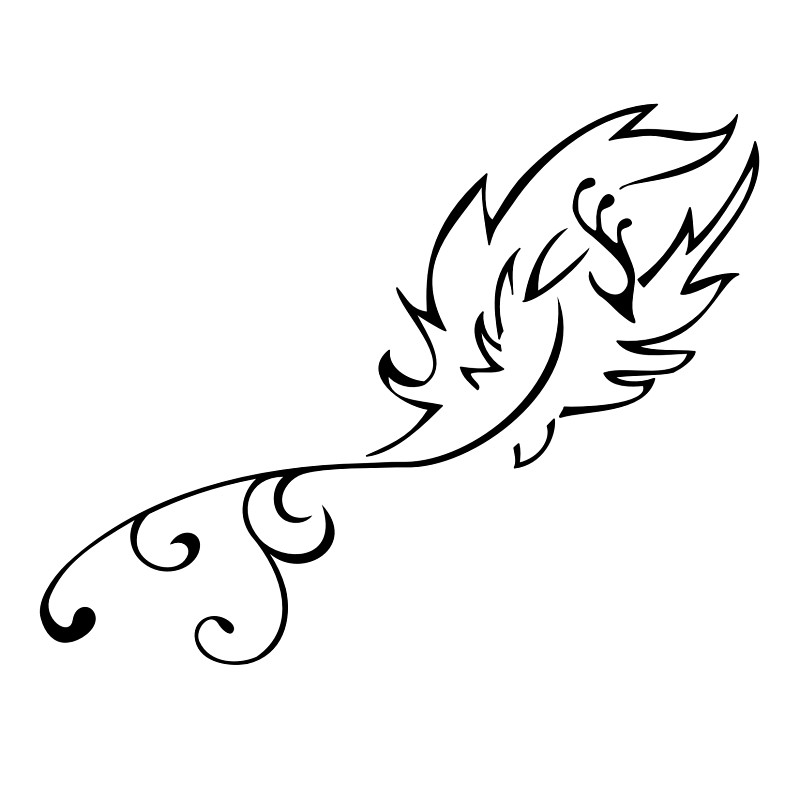 Simples linha preta voando design de tatuagem de fênix