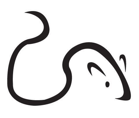 Simple black-line mouse silhouette tattoo design