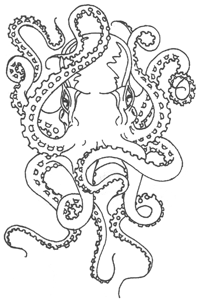 Simple black-line octopus tattoo design