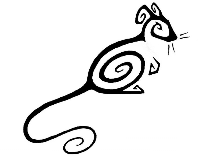 Simple black-line rodent tattoo design by Rienquish