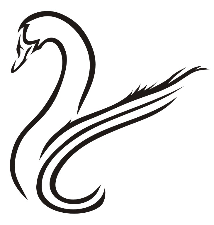 Simple black-line swan tattoo design by Black Beard