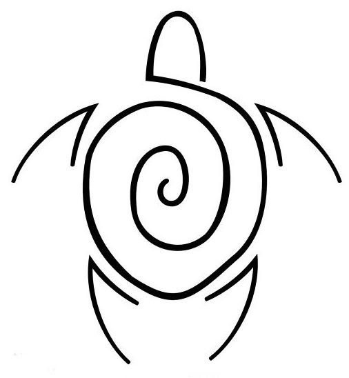 Simple black-line turtle tattoo design
