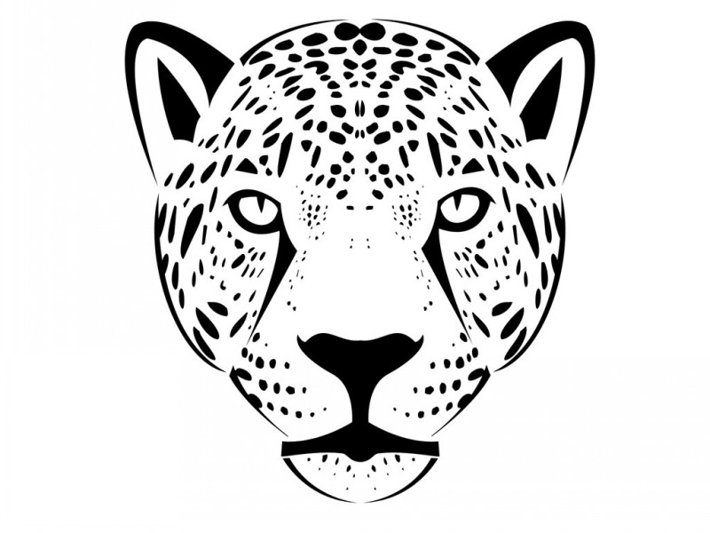 Simple black outline jaguar face tattoo design by Mask Maker