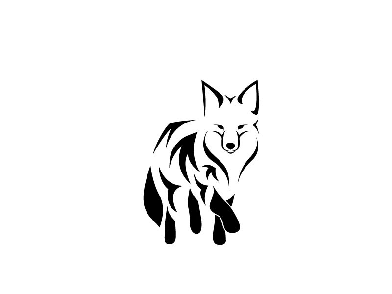 Simple black tribal fox tattoo design