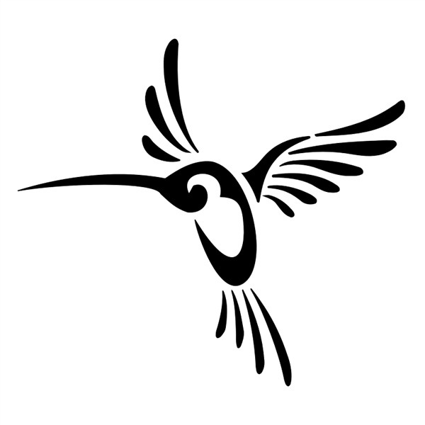 Simple black tribal hummingbird tattoo design