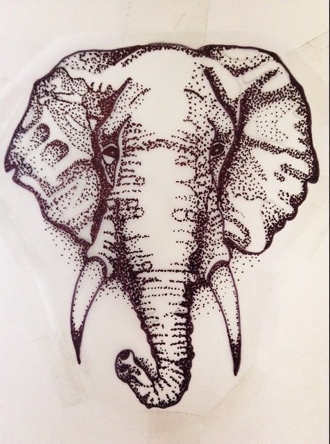 Simple dotwork elephant head tattoo design