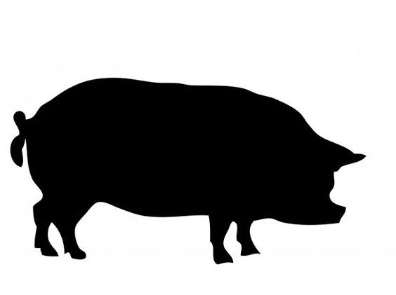 Simple fat full-black pig silhouette tattoo design