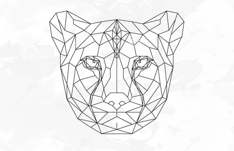 Simple geometric-line cheetah muzzle tattoo design