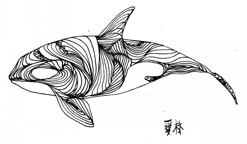 Simple lined whale tattoo design