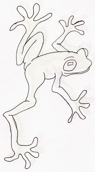 Simple outline crawling frog tattoo design