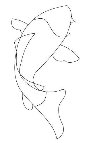 Simple outline fish swimming up tattoo design