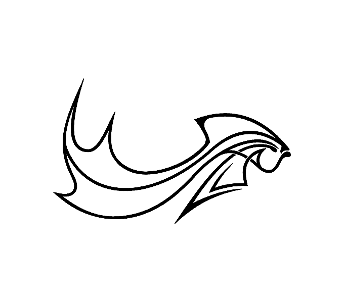 Simple outline fish with fluffy tail tattoo design