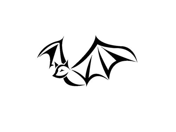 Simple outline flying bat tattoo design